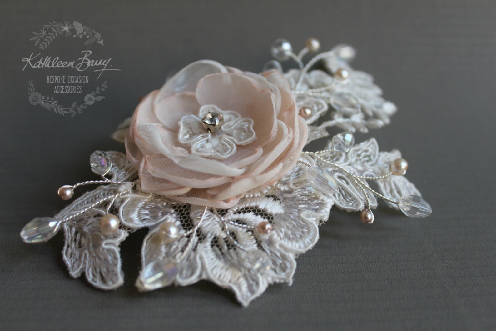 Bridal Lace Flower Hair Clip Crystal Pearl Diamante Detail Etsy