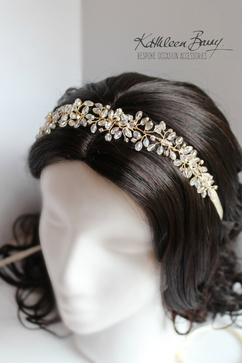 Gold Bridal Hair Band Delicate Crystal and Diamante Hair Etsy Australia