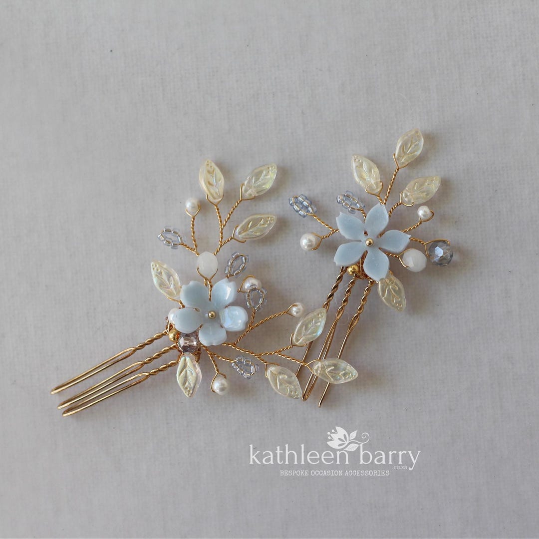 Flower Leaf Hair Dainty Wedding Hair Pins Accessories - Set or Assorted ...