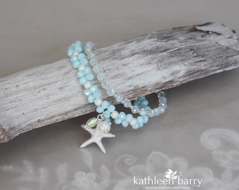 Double strand Starfish bracelet - assorted colors available - Beach destination wedding jewelry