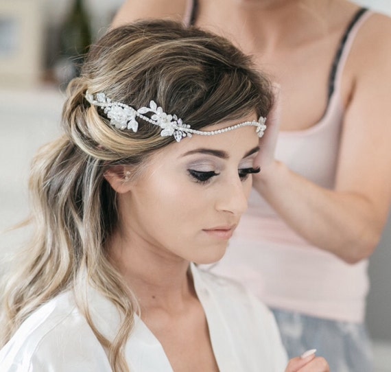 Rhinestone Crystal Lace Bridal Wreath Halo Wedding Hair  display picture 3