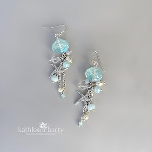 Beach Wedding Starfish Shell Earrings, Coastal Bridal Jewelry, Destination Bride