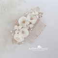 Flower wedding hair comb, bridal hair Accessories  - silver, gold or rose gold options custom colors to order - ivory, white blush pink
