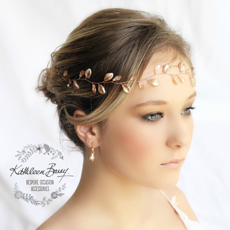 Gold Leaf Bridal Wreath Crown Headband Halo Vine Gold Etsy