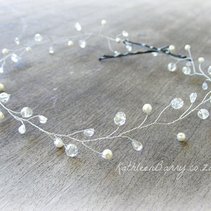 Vinha de cabelo de noiva - Cristal e ou Pérola ESTILO: Samantha