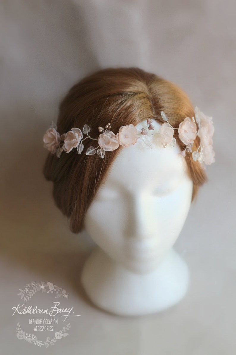 Blush pink hair vine, blossom wedding bridal hair accessory accessories wedding headband hair wreath bride flower crown wreath image 4