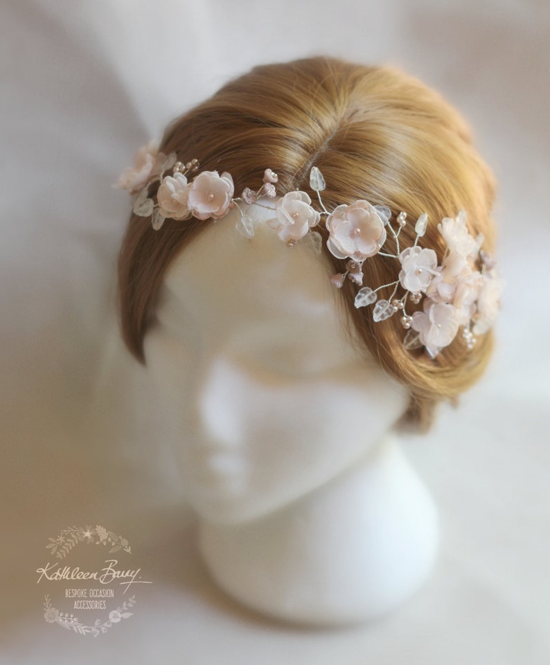 Blush pink hair vine, blossom wedding bridal hair accessory accessories wedding headband hair wreath bride flower crown wreath image 1