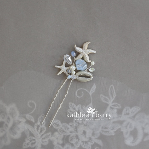 Starfish Pearl Hair Pin, Beach Wedding Hair Accessory - Assorted custom colors
