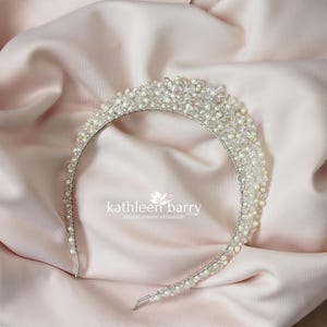 Tiara bridal crown crystal & pearl - simple wedding bridal hair accessories - two height options STYLE: Natalie