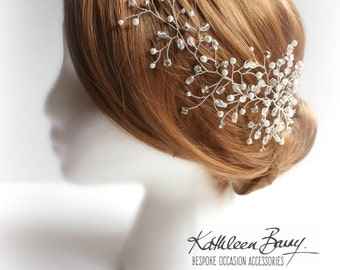 Hairpiece hair vine  - Wedding head piece - Crystal & Pearl, wedding hair accessory, Bridal hair accessories STYLE: Mich