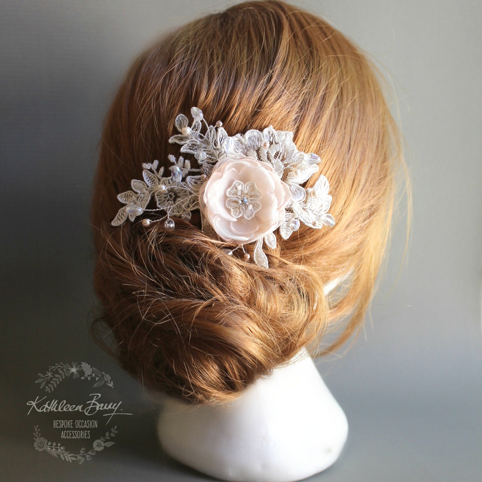 Bridal Lace Flower Hair Clip Crystal Pearl Diamante Detail Etsy