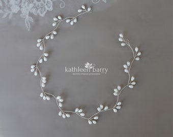Pearl drop vine style  hair wreath headband simple pearl drops available in silver, gold and rose gold wedding circlet bridal STYLE: Libby