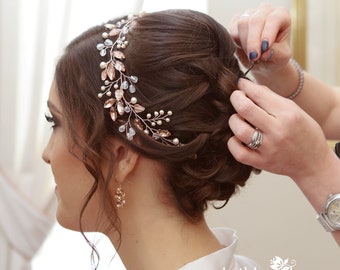 Strass di cristallo per capelli da sposa Parrucchino da sposa - Oro rosa, oro o argento - colori assortiti disponibili STILE: Carina