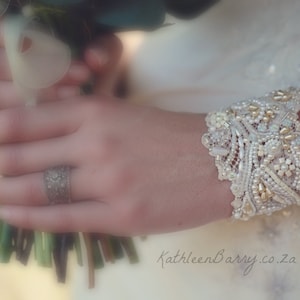 Vintage Lace Cuff Bracelet - pearl embellished- wedding cuff - bridal accessories