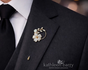 Emaille Blume Anstecknadel, Moderne Bräutigam Boutonniere, Gold, Rose-Gold oder Silber Finish