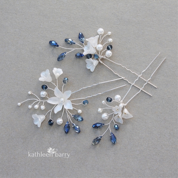 Blue Hair Pins Etsy