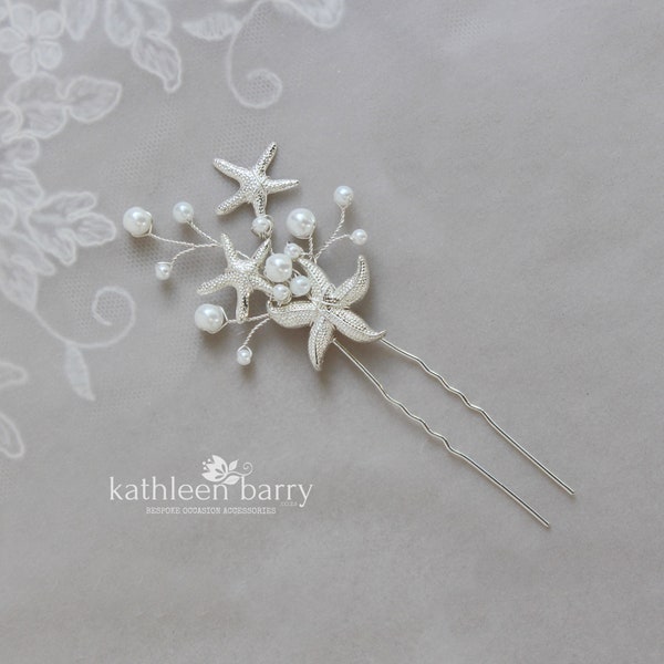 Starfish & pearl hair pins destination weddings - Bridal sea star wedding hair accessories clips - assorted colors - Beach wedding ideas