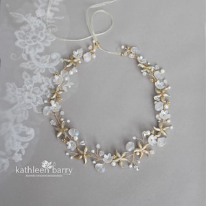 Bridal wreath Beach wedding, crown, circlet, assorted colors silver, gold, rose gold starfish - colors to order STYLE: Pernille