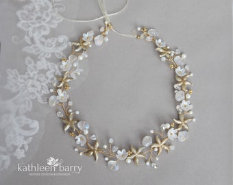 Bridal wreath Beach wedding, crown, circlet, assorted colors silver, gold, rose gold starfish - colors to order STYLE: Pernille