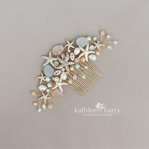 Starfish and shell wedding hair comb - two tone - sea star fish beach bridal hair accessories - color options available STYLE: ingrid