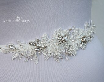 Lace Bridal Belt Wedding Dress Sash Hand Beaded off White - Custom Colors  to Order STYLE: Sylvia - Etsy