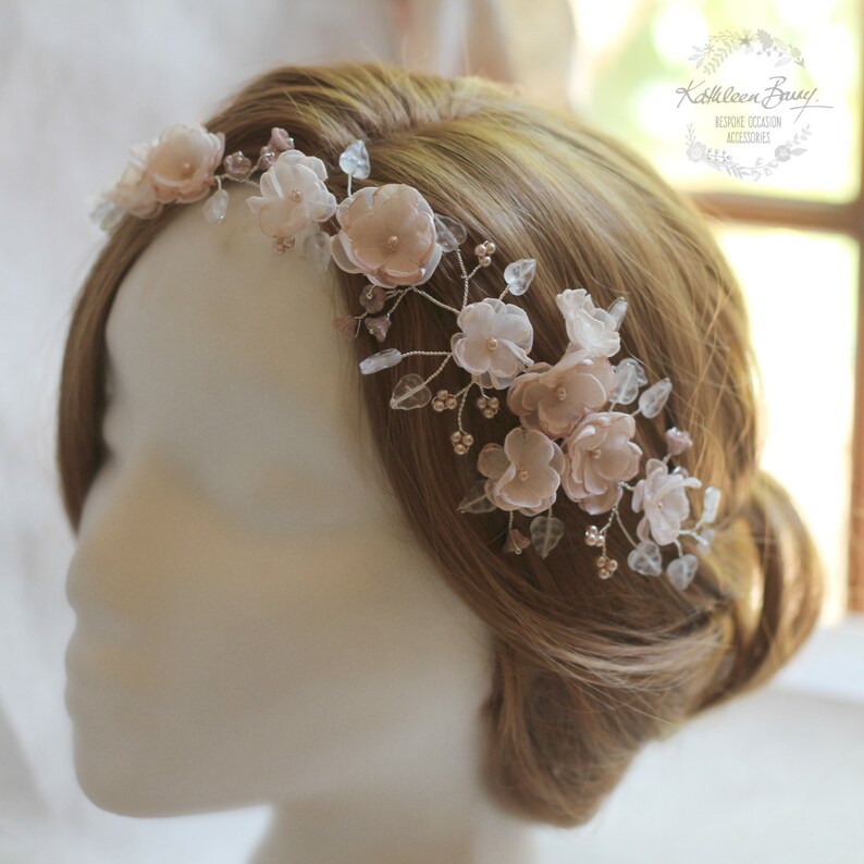 Blush pink hair vine, blossom wedding bridal hair accessory accessories wedding headband hair wreath bride flower crown wreath image 2