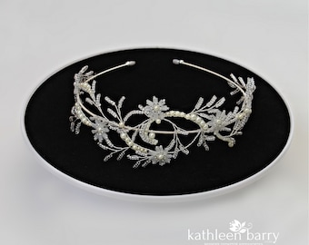 Wedding headband hand beaded Bridal hairpiece in silver, gold or rose gold finish STYLE: Nalia