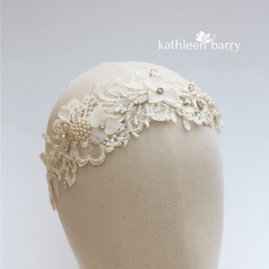 Bridal lace headpiece - head band  - wedding headband bandeau STYLE: Diana