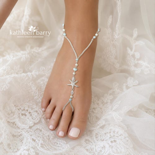 Starfish barefoot sandals foot jewelry  bride & bridal party Beach Wedding, destination wedding  STYLE: Cherize starfish - sold as a pair