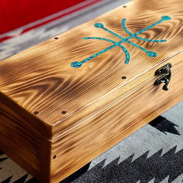 Western Cedar Box with Turquoise Inlay