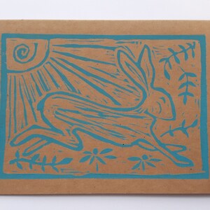 Hare linocut card image 2