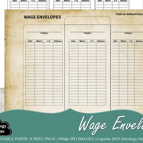 printable wage envelope digital paper journal pages junk etsy