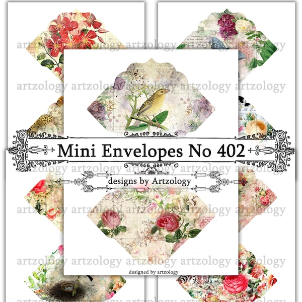 Mini Envelopes, Junk Journal Ephemera, No. 402