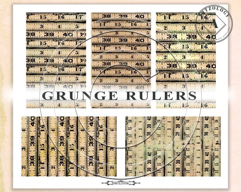 GRUNGE RULERS, Printable, Journal Ephemera, No. 534 image 2