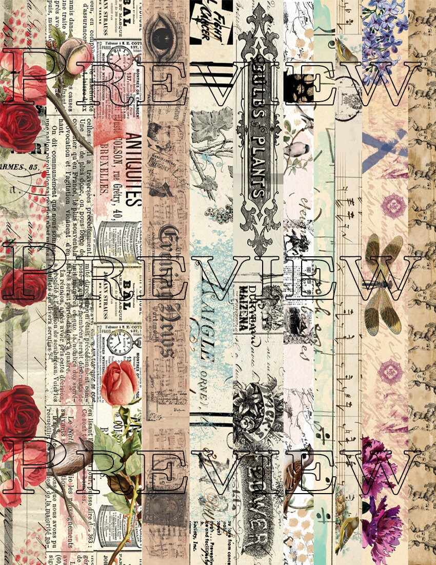 Washi Tape Printable, Junk Journal Printable, No. 92 - Etsy