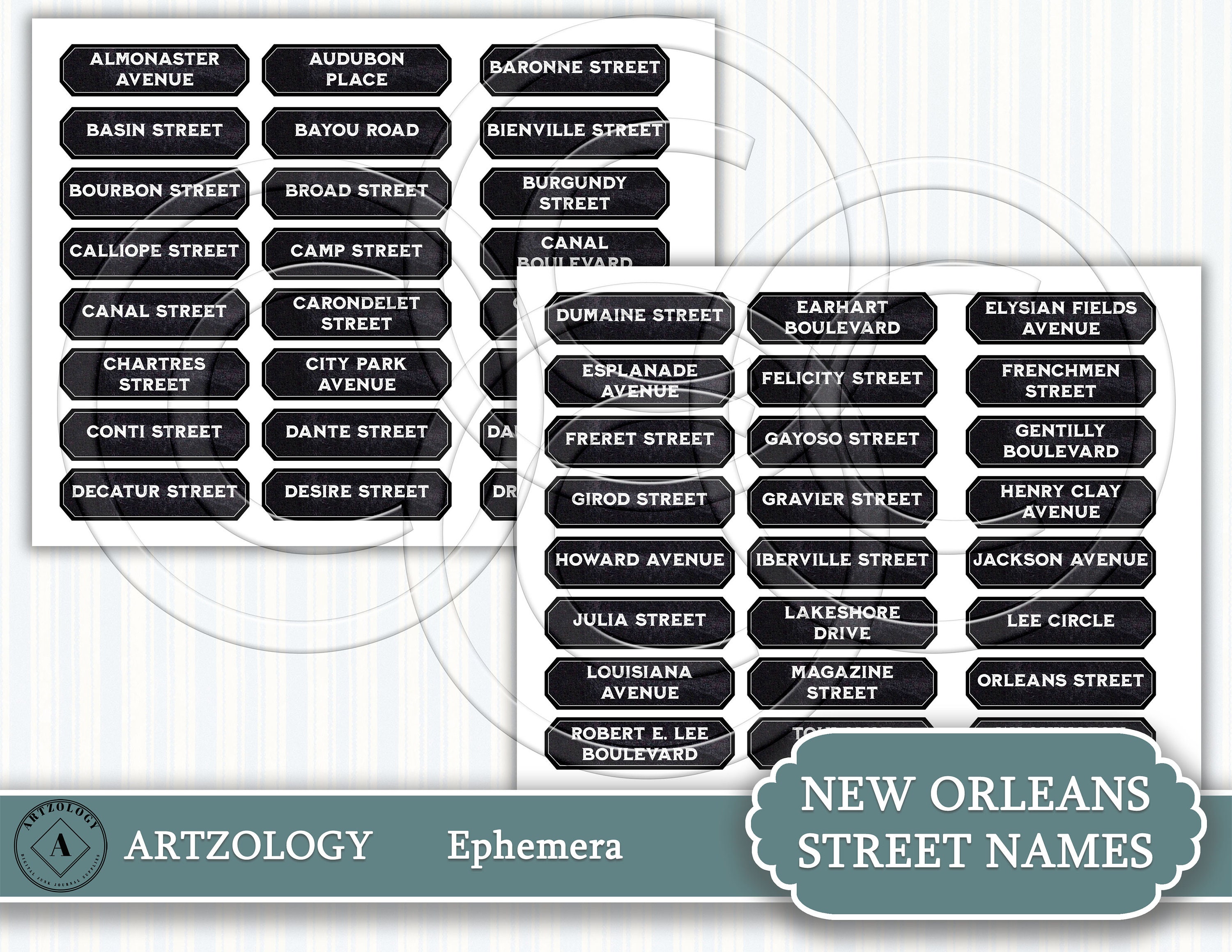 NEW ORLEANS Street Names Ephemera Junk Journal Printable Etsy