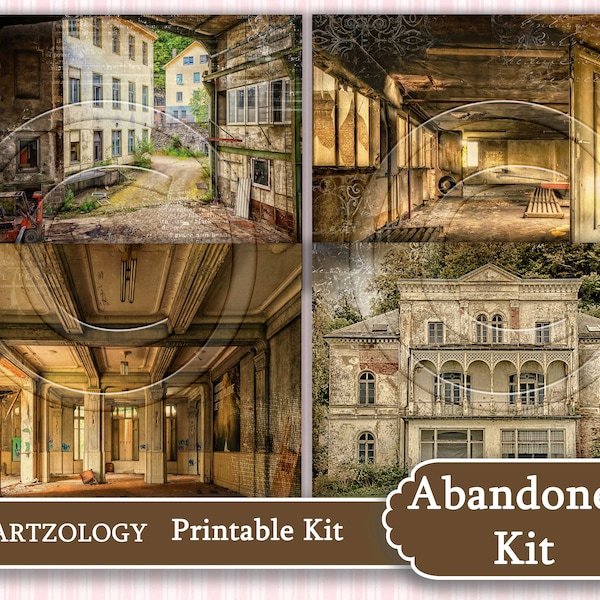 ABANDONED Kit, 21 Page Printable, Junk Journal, No. 404