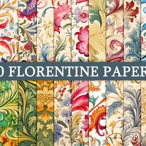 20 Sheet Printable Florentine, Digital Paper Decoupage, Collage Paper Art, Decorative Paper, Junk Journal Kit, Digital Paper Pattern No. 798