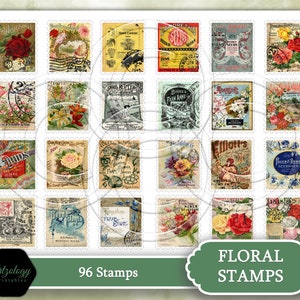 96 Faux Postage Stamps, Perfect for Junk Journals, Smash Books, Cameo/Scan N Cut Ready, Ephemera Kit, No. 596 imagem 4