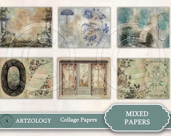 MIXED PAPERS, Collage Sheets, Junk Journal Supplies, No. 564