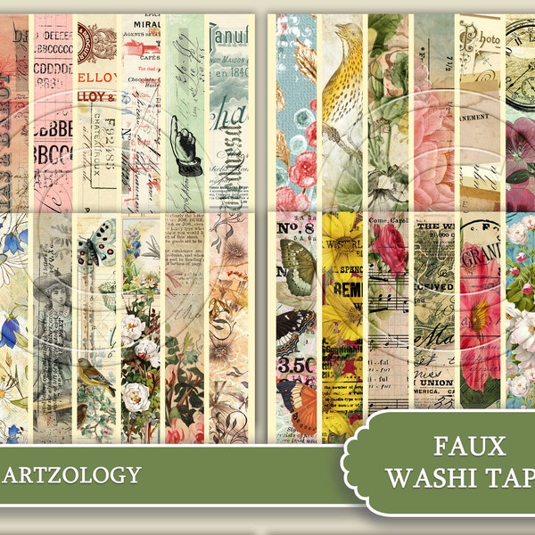 Faux WASHI TAPE - Junk Journal Ephemera - No. 696