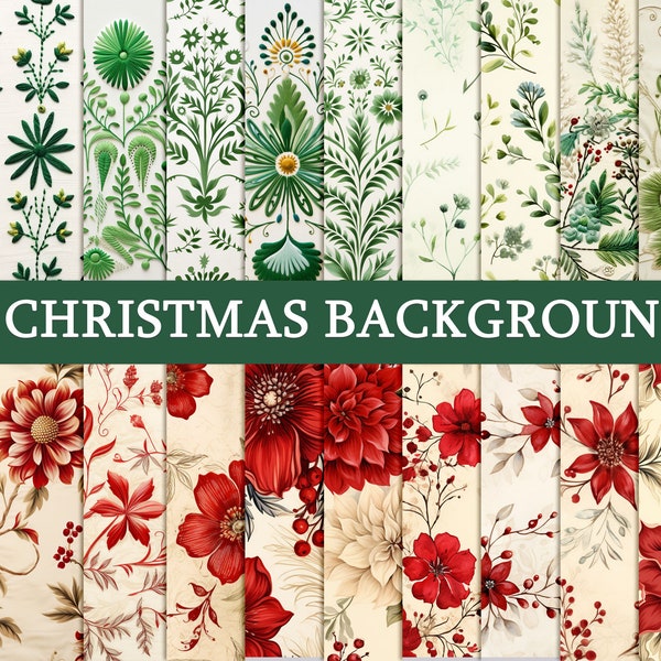 25 Christmas Backgrounds, Digital Paper Decoupage, Collage Paper Art, Decorative Paper, Junk Journal Kit, Digital Paper Pattern No. 806