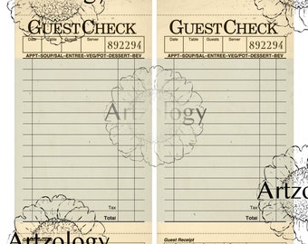 Vintage Guest Checks, Large, - 4" x 7.75", No. 160