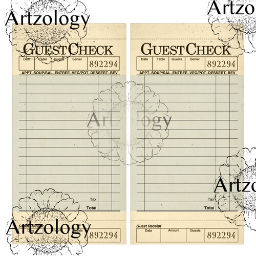 Vintage Guest Checks Large 4 X 7.75 No. 160 Etsy