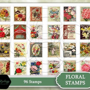 96 Faux Postage Stamps, Perfect for Junk Journals, Smash Books, Cameo/Scan N Cut Ready, Ephemera Kit, No. 596 imagem 5