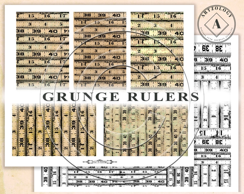 GRUNGE RULERS, Printable, Journal Ephemera, No. 534 image 1