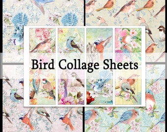 Bird Collage Sheets - Digital Download - Antique Papers - Printables, No. 724