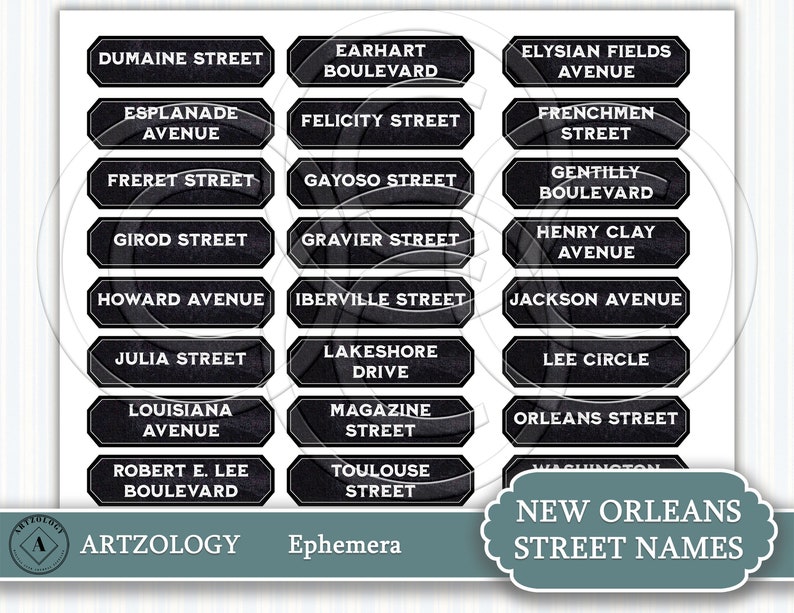 NEW ORLEANS Street Names Ephemera Junk Journal Printable Etsy