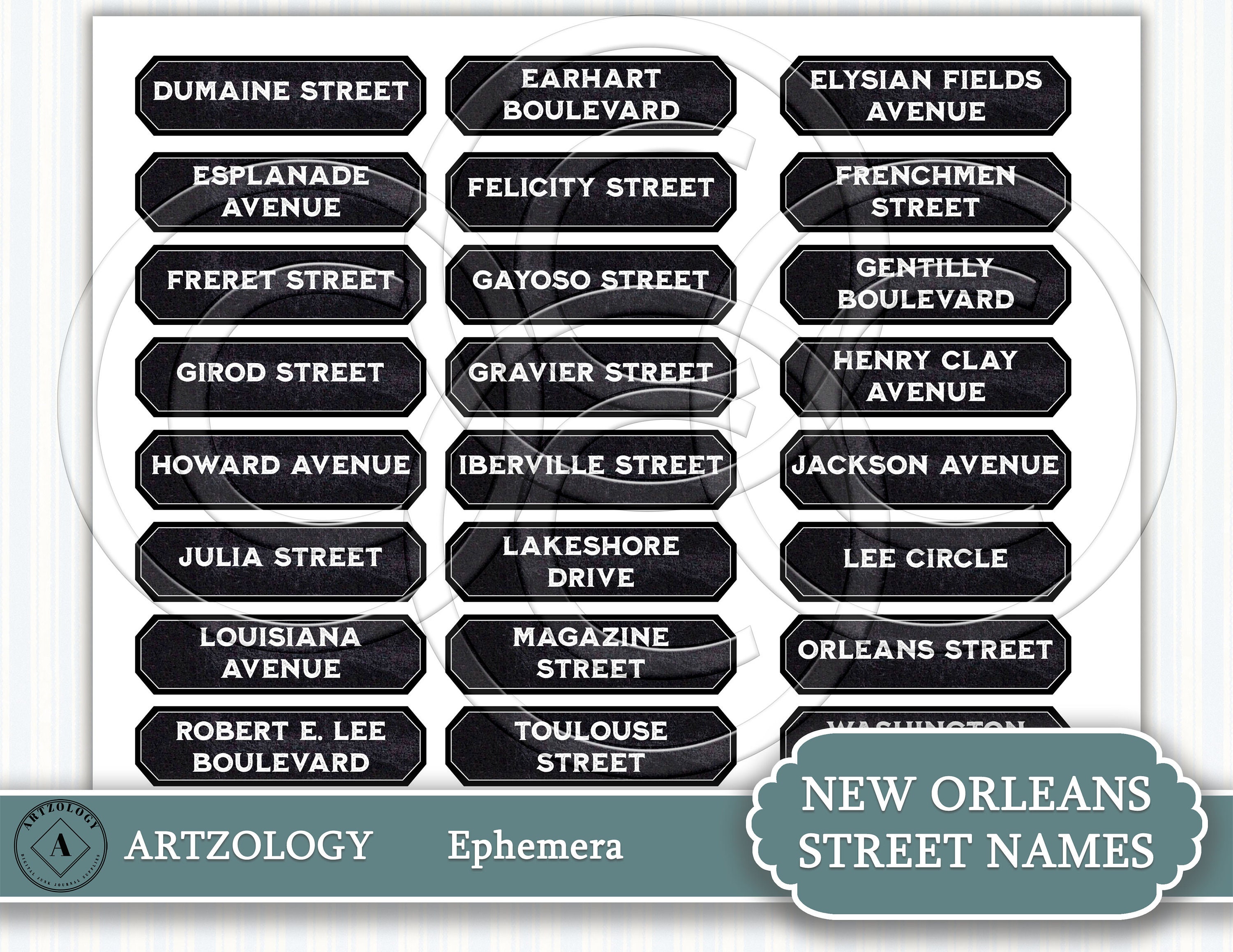 NEW ORLEANS Street Names Ephemera Junk Journal Printable Etsy UK