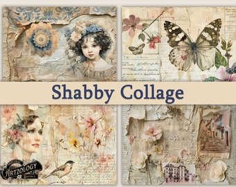 Shabby Collage, Blätter, Junk Journal, druckbare Nr. 864